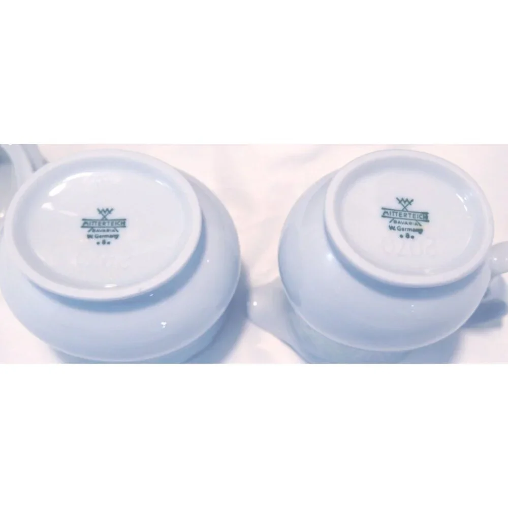 Vintage Mitterteich Bavaria white porcelain Sugar Bowl & Creamer 2070 W Germany